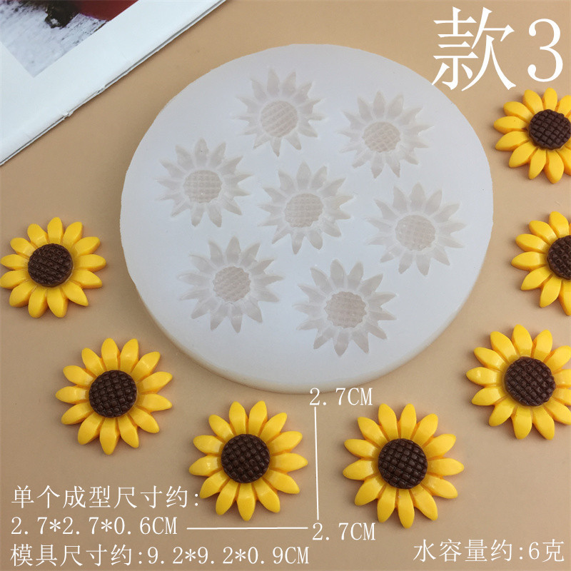 DIYひまわりの太陽の花は砂糖のケーキをひっくり返してシリカゲルの鋳型の手作りの石膏のろうそくの装飾の食品級の鋳型を焼きます。|undefined