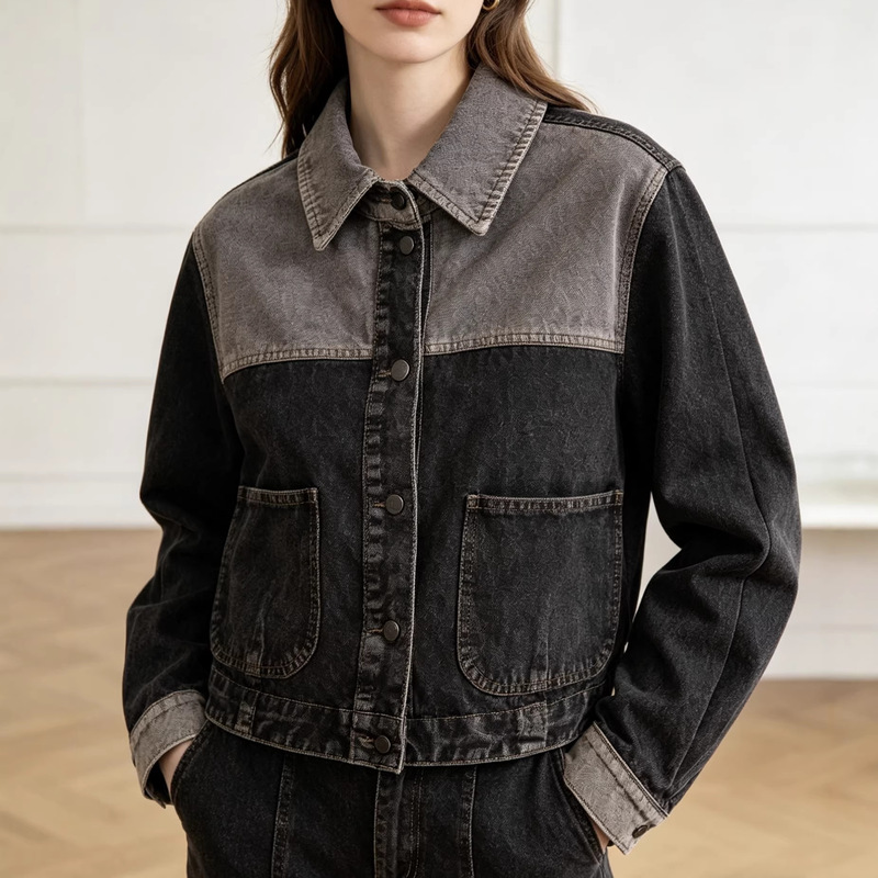 2026 Cross-Border Foreign Trade European and American Style American Retro Fashion Loose Women's Washed Fashion Denim Jacket