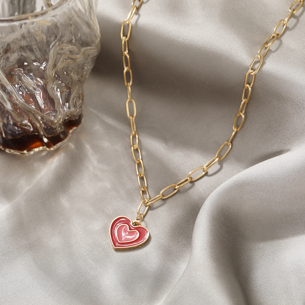 2021 New Creative Simple Womenu0027s Jewelry Cute Girly Style Drop Oil Double Layers Loving Heart Ne