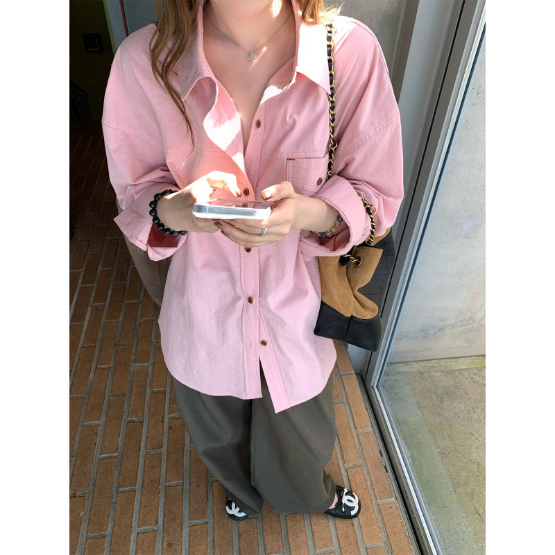 im向 细节满满’小廓形撞色上衣女设计打枣纽扣慵懒感长袖衬衫|undefined