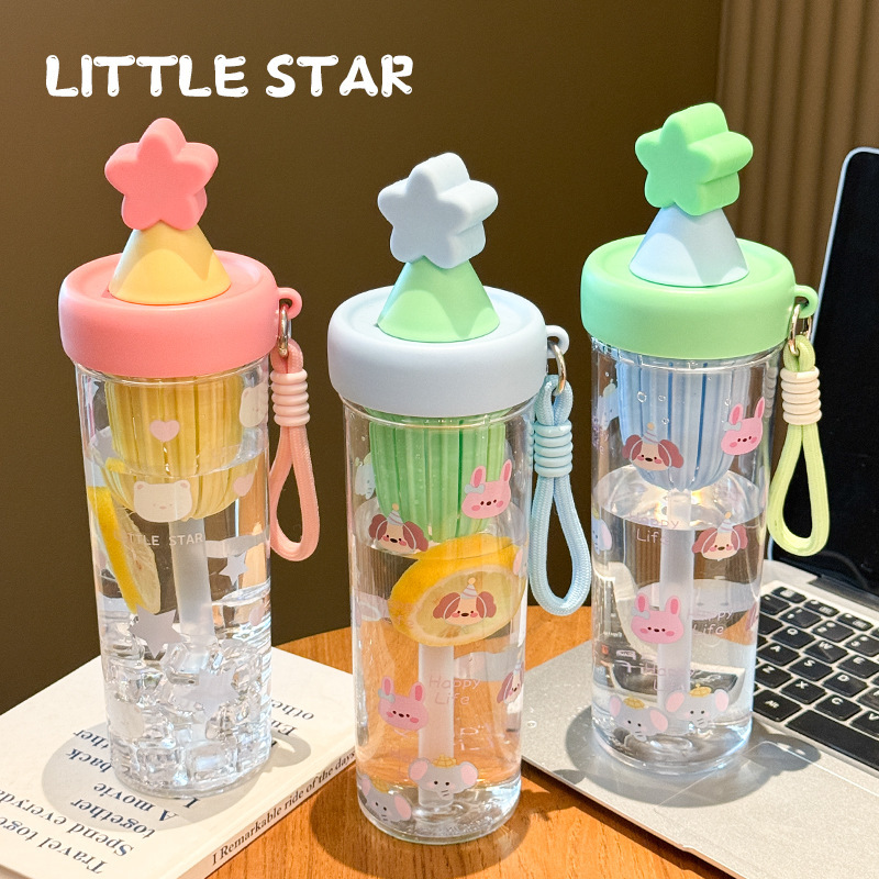 新型シンプルなコップ女子学生の高颜値ストロー付き茶倉プラスチックコップ夏学生の大容量外出コップ|undefined