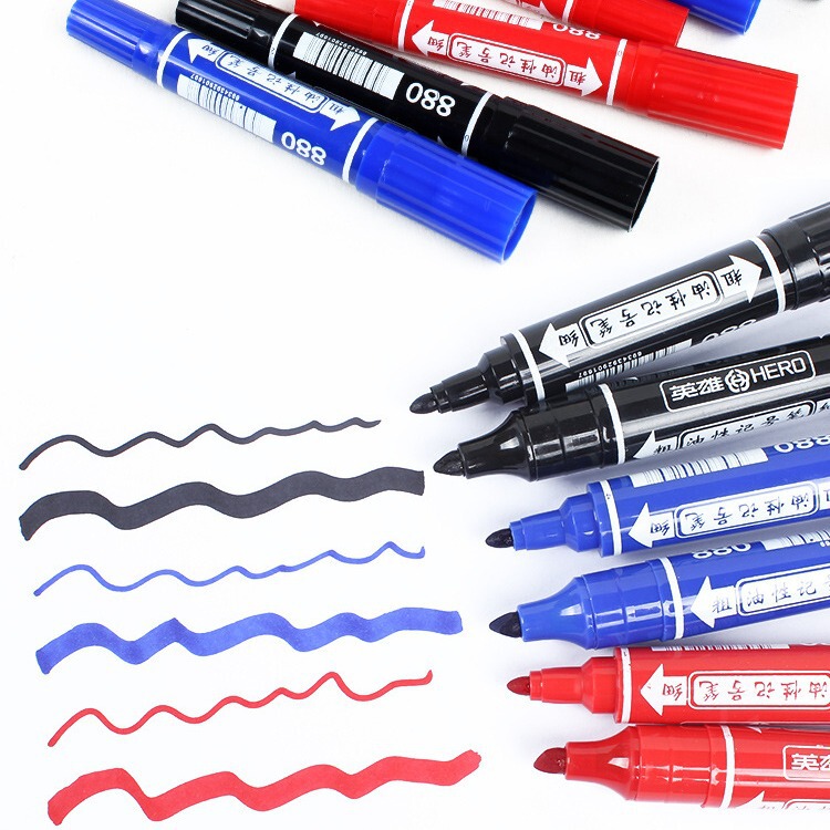 Hero 880 Large-Capacity Marker Oil-Based Large Double-Head Colorful Thick Double-Headed Marker Pen Express Logistics Special Pen Hero 880 Large-Capacity Marker Oil-Based Large Double-Head Colorful Thick Double-Headed Marker Pen Express Logistics Special Pen