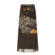 Vintage Foreign Trade Ancient Abstract Printed Contrast Mesh Skirt Women's Low Waist Slimming Hip A- Line Long Skirt