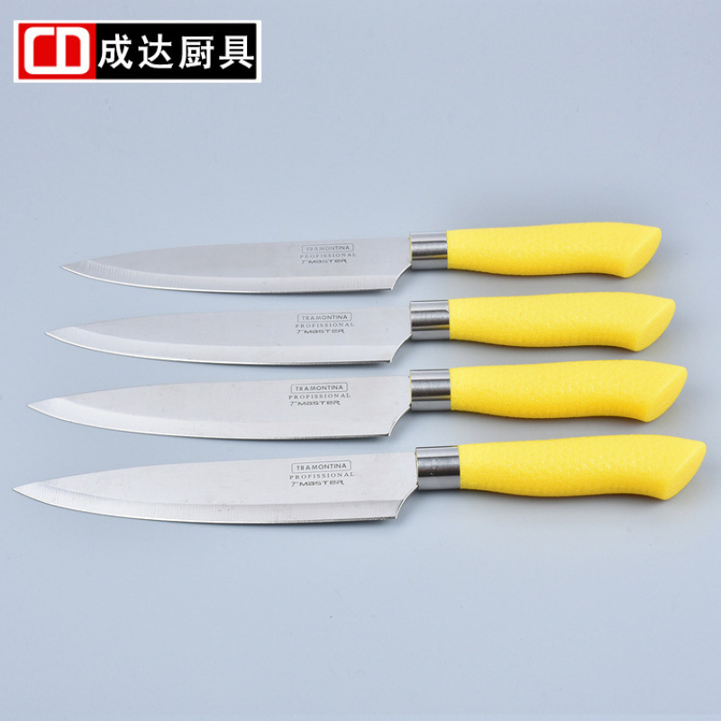 Fábrica personalizada doce cuchillos de cuchillo de cocina cuchillo de frutas de acero inoxidable mango de plástico multicolor