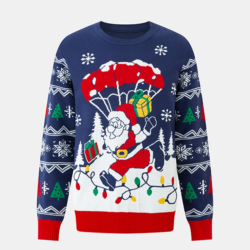 2026 New Cross-Border Santa Claus Jacquard Knit Sweater Customized in European and American Sizes for Men and Women Couples Ugly Christmas Sweater 2026 New Cross-Border Santa Claus Jacquard Knit Sweater Customized in European and American Sizes for Men and Women Couples Ugly Christmas Sweater