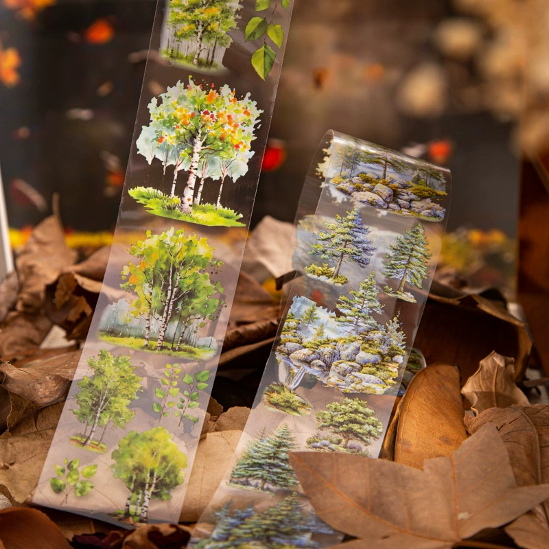 Декоративная лента PET «Tree and Forest», ретро‑эстетика, пейзажные наклейки, 10 шт.