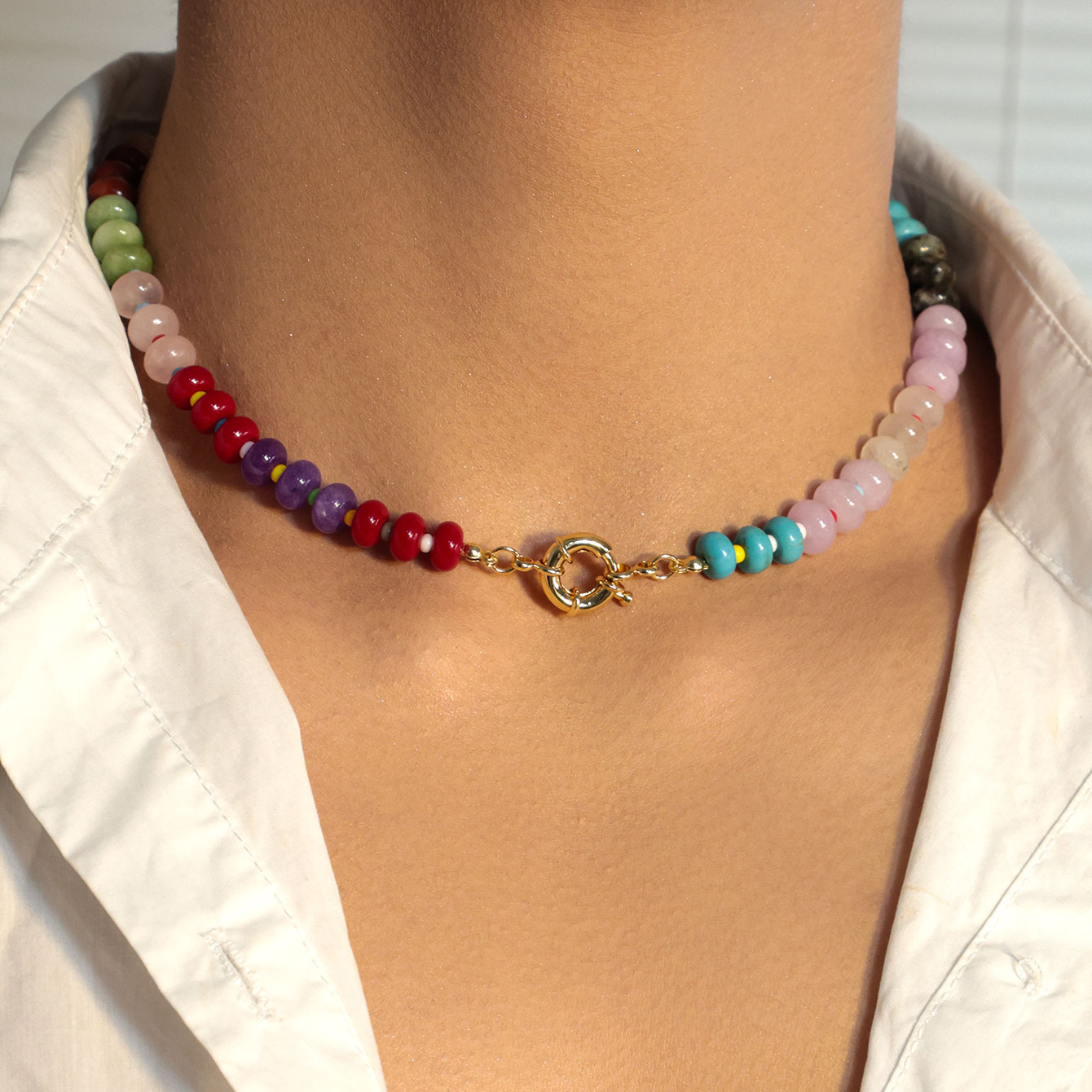 20g Weight Natural Stone, Agate Inlay Material Bracelets, Necklace Classification Casual Occasion Alloy, Agate Material Color Block, Candy Pattern Unisex Gender Vacation Style Color Block Candy Bracelets Necklace Alloy Agate Natural Stone Agate Unisex Vacation Bracelets Necklace 无