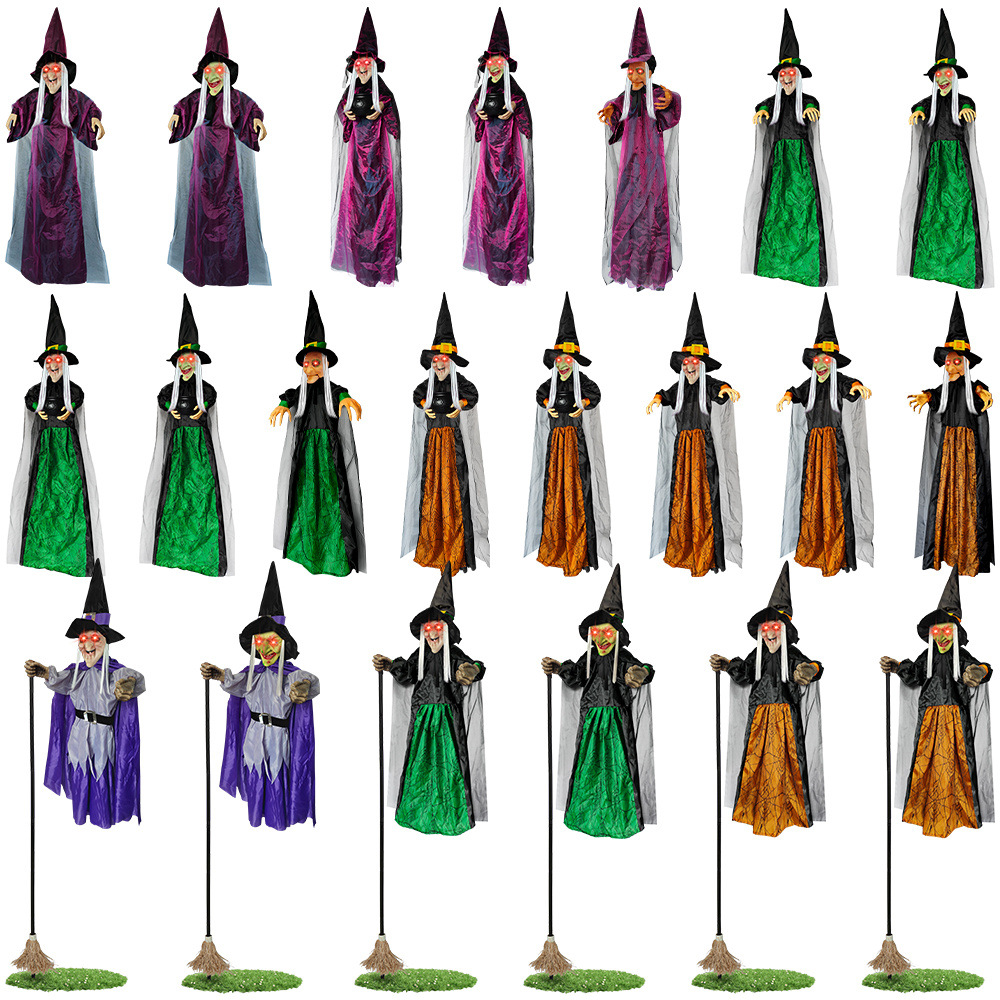 Serie de brujas activadas por voz, brillantes, que gritan, para escape room, terror, fantasma colgante, bruja, accesorios para casa embrujada de Halloween