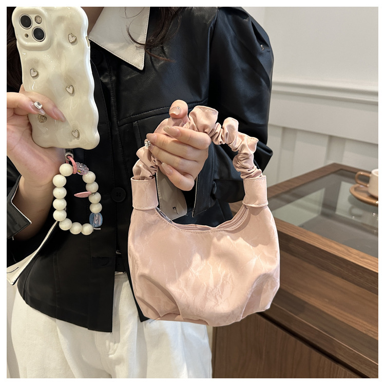 2024 Autumn/Winter ins solid-color stylish handbag with underarm pleats, a gentle Korean-style single-shoulder bag for women undefined