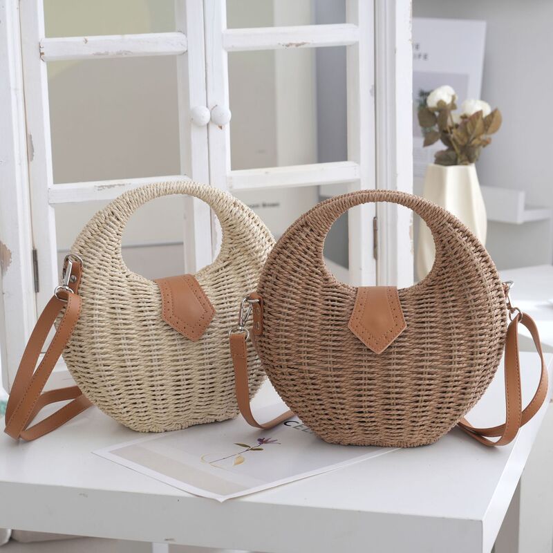 2026 New Model Single-Color Paper Rope Harry Bag, Simple and Elegant Handbag, Round Straw Woven Bag for Women 2026 New Model Single-Color Paper Rope Harry Bag, Simple and Elegant Handbag, Round Straw Woven Bag for Women