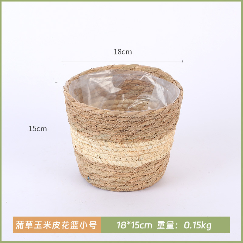 Cesta de tejido de paja explosiva, cesta de tejido de caña simple, cesta de tejido de caña verde interior, oso cub, cub