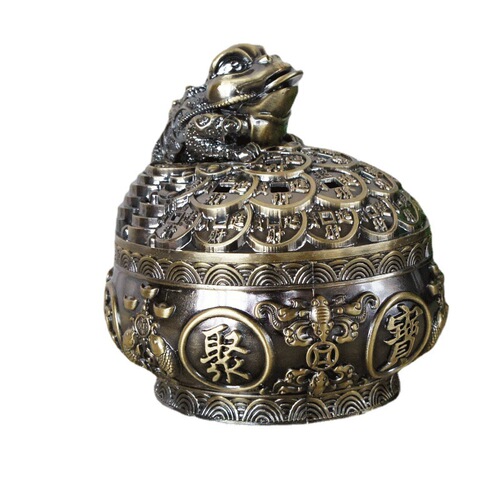 Internet celebrity metal alloy electroplated surface cornucopia incense burner golden toad ashtray tea room tea table office desk ornaments