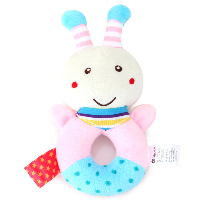 Nuevo sonajero de mano BBSKY para bebés, juguete de peluche de conejo para apretar, muñeco de peluche relajante, sonajero de mano al por mayor