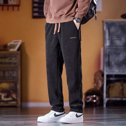 Factory wholesale: Autumn/Winter new men's casual Korean-style corduroy durable chenille loose-fit straight-leg trousers
