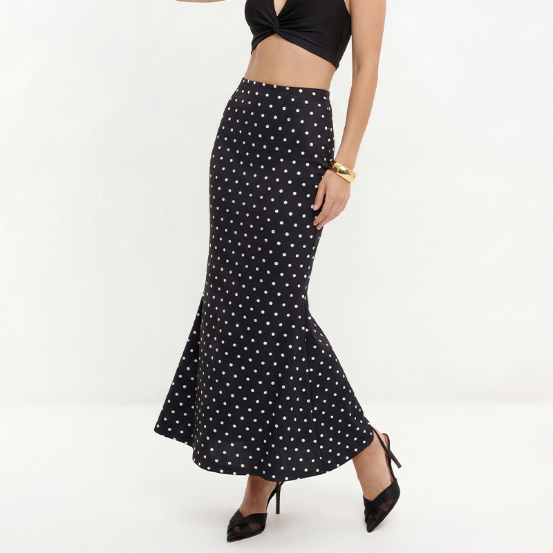 Cross-border ebay Amazon Foreign Trade Skirt 2025 Summer European and American Temperament Slim-fit Wave Point One-step Skirt Women