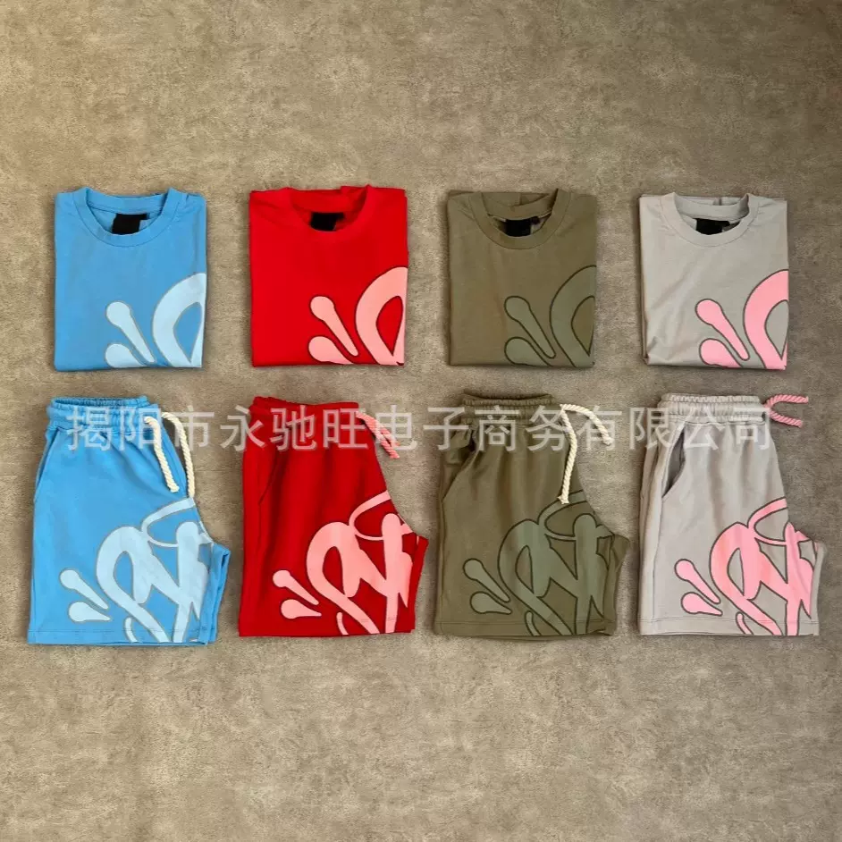 外贸Y2K美学高街嘻哈印花字母短袖T恤短裤男夏季潮牌休闲运动套装