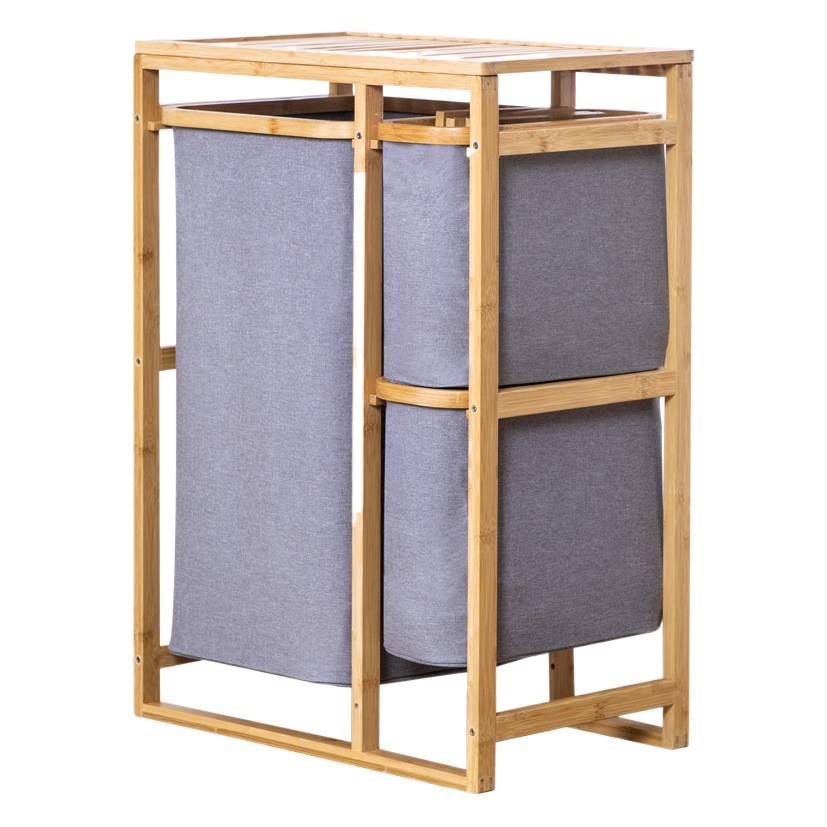 Hogar de estilo japonés simple de madera maciza canasta de lavandería estante de almacenamiento de múltiples capas gabinete de almacenamiento canasta de lavandería estante de almacenamiento de piso de baño