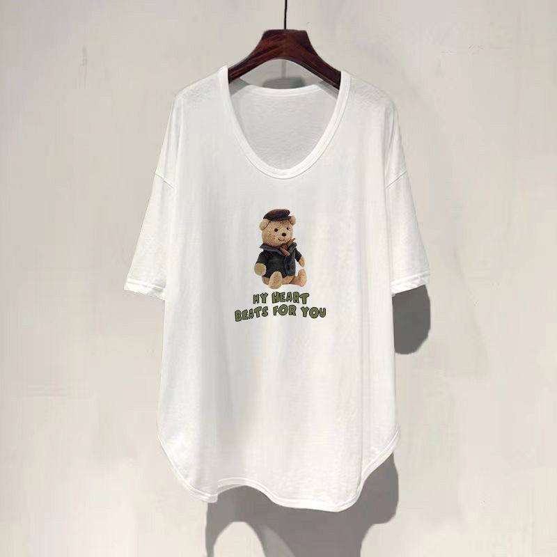 ファットmm 150kg ゆったり大きいサイズ ミドル丈 UVカラー 半袖 Tシャツ レディース 夏新作 韓国版 痩身お腹カバートップ|undefined