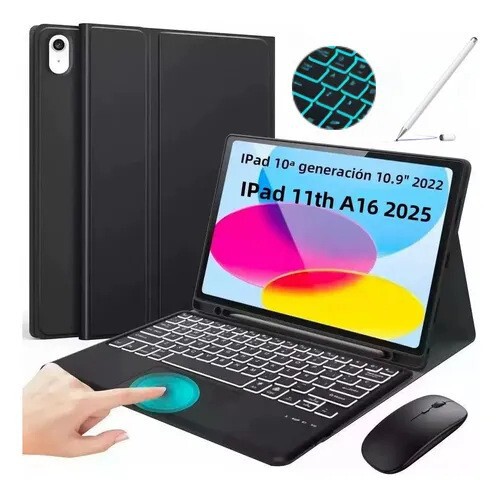 Suitable for iPad 11Th Generation Backlit Touch Bluetooth Keyboard Set, Apple A16 Keyboard and Mouse Set with Touch Screen Pen, 10Th Generation