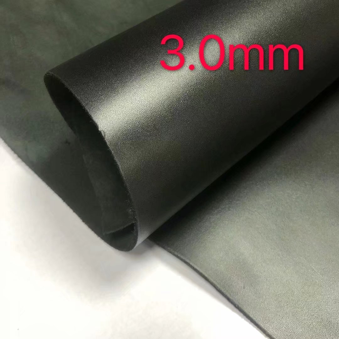 现货黑色树膏皮 头层牛皮3.0厚植鞣皮  刀套枪套皮具套皮箱包皮料