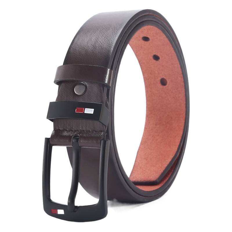 Aleación de los hombres europeos y americanos de goteo pin hebilla cinturón moda todo partido fabricante de cinturón de los hombres jóvenes en stock pantalones cinturón al por mayor