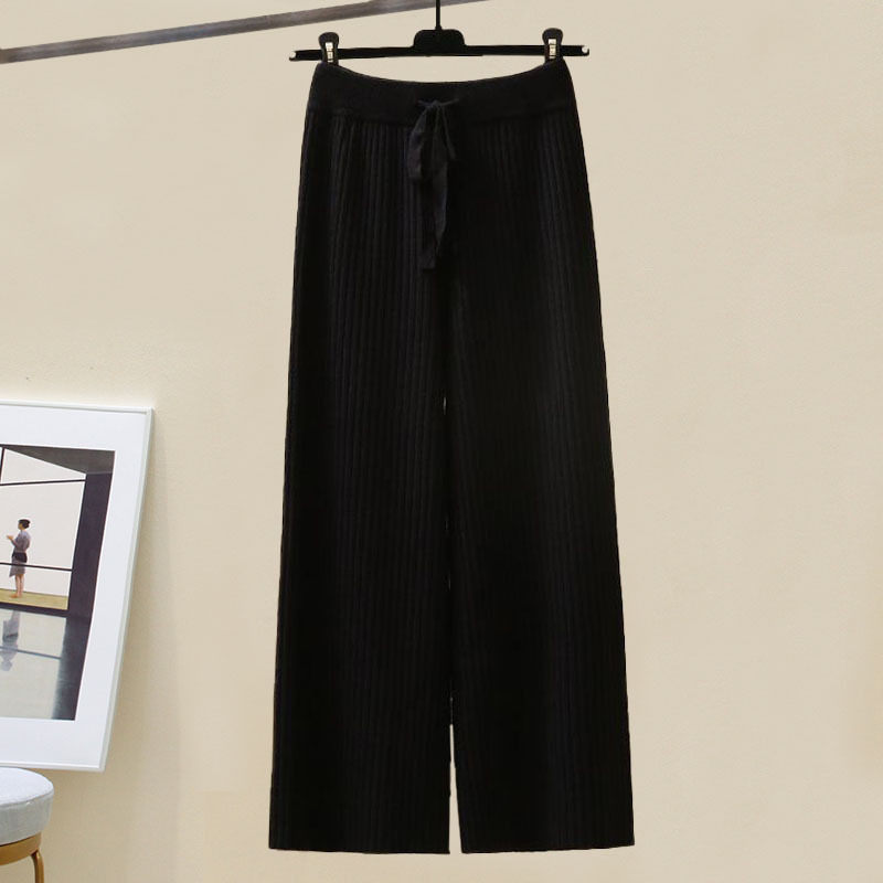 Women's Clothing Outfit With High Gentle Sweater Knitted Wide Leg Pants Suit Goddess Two Piece Suit_voghion.com