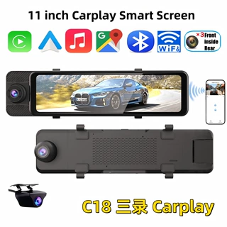 新款11英寸高清4K蓝牙无线Carplay/安卓outo双镜头行车记录仪WiFi