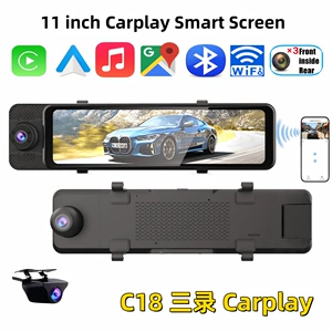 Yeni 11 düym HD 4K Bluetooth Carplay/Android Auto ikili kamera