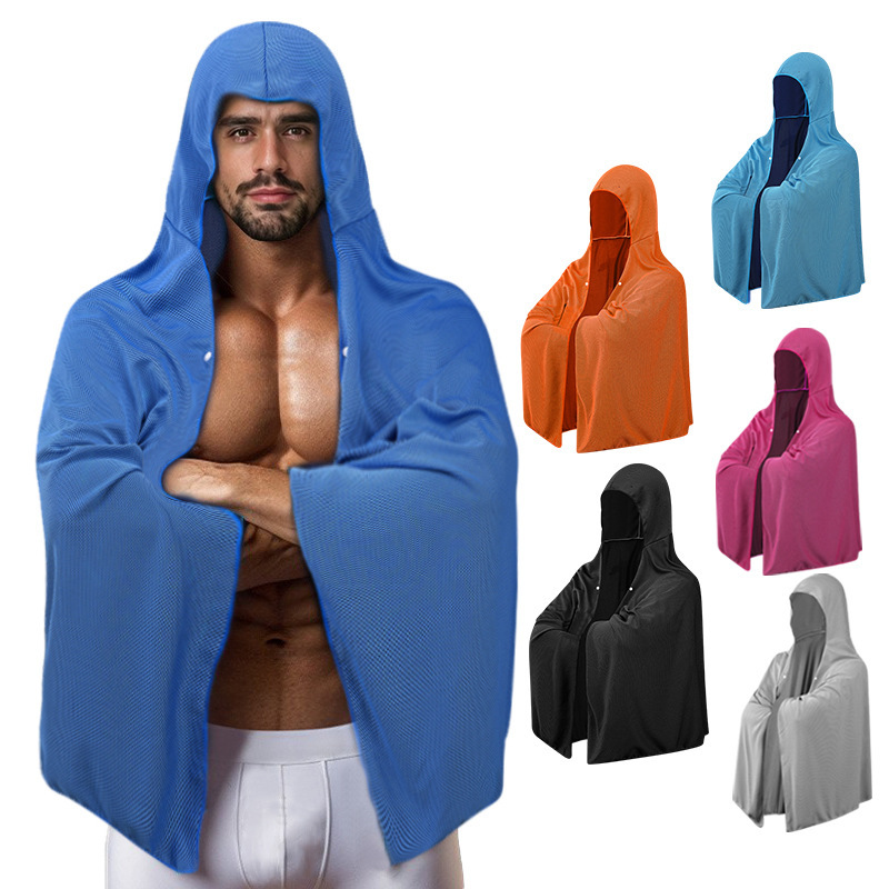 Cross-Border Boxing Cold Sun Protection Cloak Plus Quick-Drying Hooded Beach Towel Absorbent Sunshade Shawl Cold Towel Cross-Border Boxing Cold Sun Protection Cloak Plus Quick-Drying Hooded Beach Towel Absorbent Sunshade Shawl Cold Towel