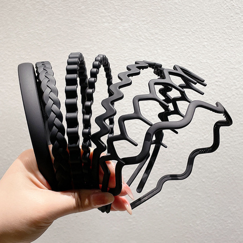 Black hair tie for women, summer face-saving anti-slip hair press, simple headband, hair tie for split ends, wide edge hair bun hair accessory