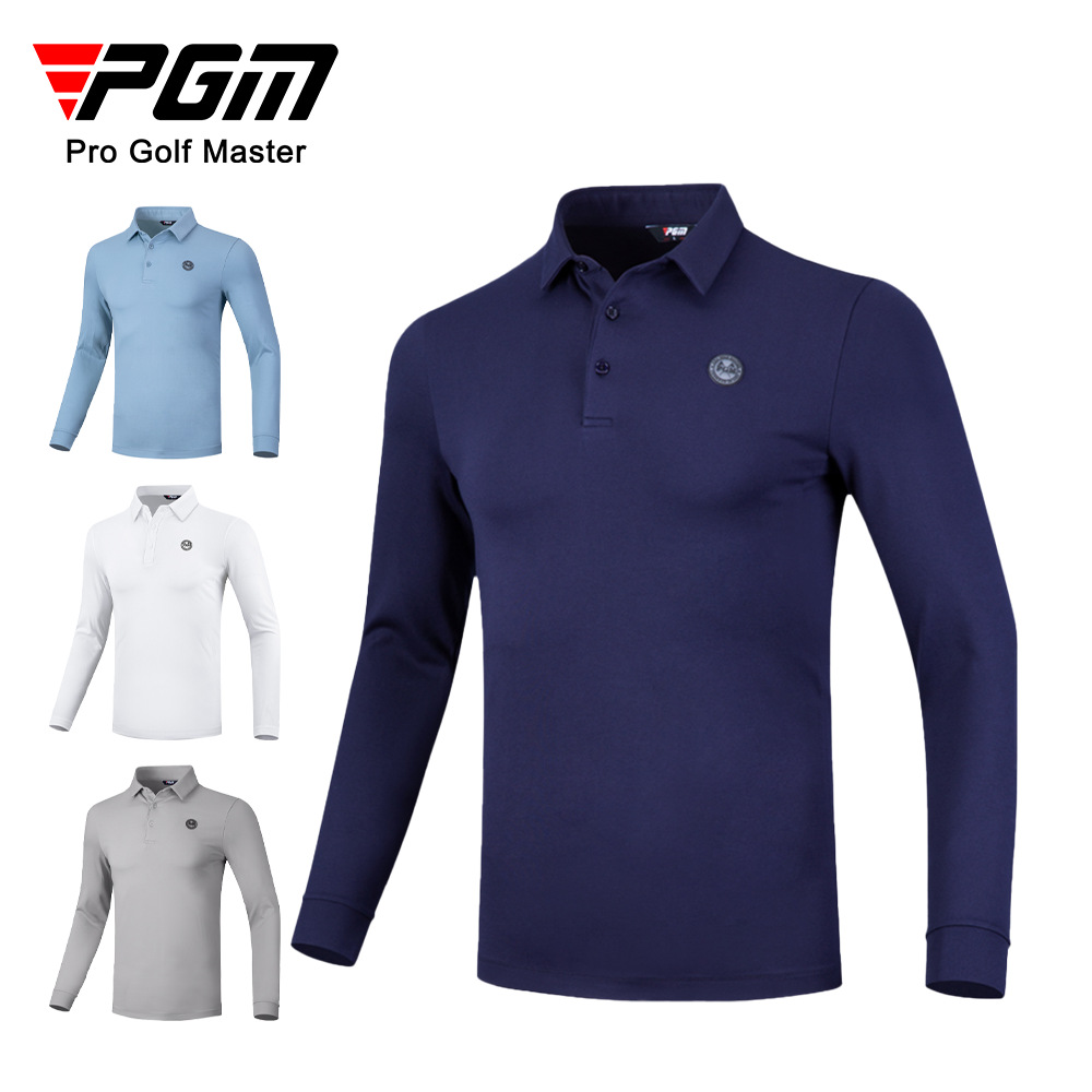 Áo thun dài tay golf nam PGM vải chức năng nhanh khô thoáng khí — YF445 màu xanh hải quân, YF445 Đen Xanh Navy, YF445 màu xanh nhạt, YF445 màu xám