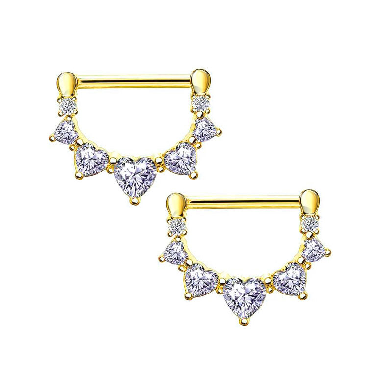 Stainless Steel Nipple Ring with Bowknot, Heart Zircon & Devil Wings - Custom Design detail image 14