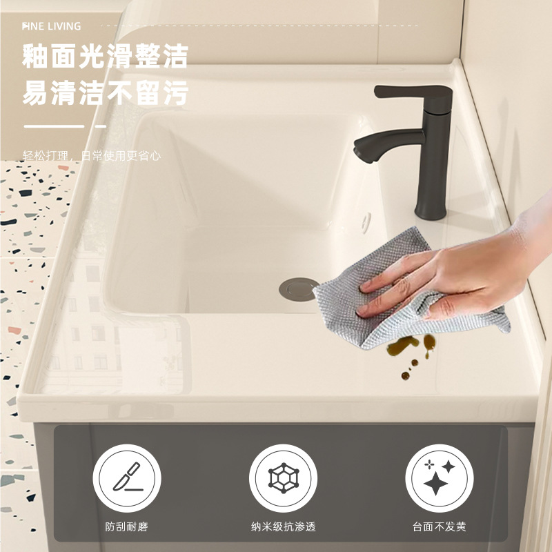 Baño de baño espacio gabinete de baño de aleación de aluminio impermeable a prueba de agua humedad lavabo resistente a la corrosión lavabo balcón cerámica