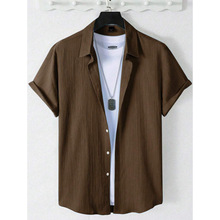 P 74962 Solid wrinkle men's short shirt ��ɫ������ʿ������