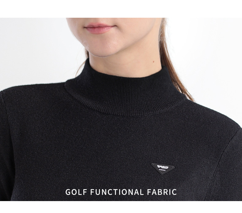Váy len golf PGM cổ tròn dáng ôm giữ ấm thu đông — Qz093-màu Hồng, Qz093-màu Đen chi tiết 8