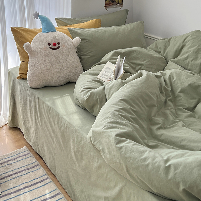 Juego de cuatro piezas de algodón 100 cama de dormitorio de algodón de tres piezas sábanas, edredón, funda de edredón, funda de edredón, cama individual para niños 4