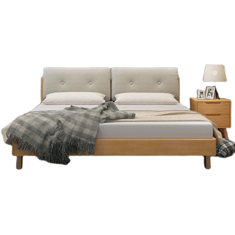 Cama nórdica de madera maciza 1,5 m dormitorio principal japonés moderno minimalista 1,8 B & B Individual doble pequeño apartamento cama económica