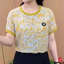 新款短袖T恤夏季休闲上衣中年妈妈圆领女洋气减龄宽松显瘦打底衫