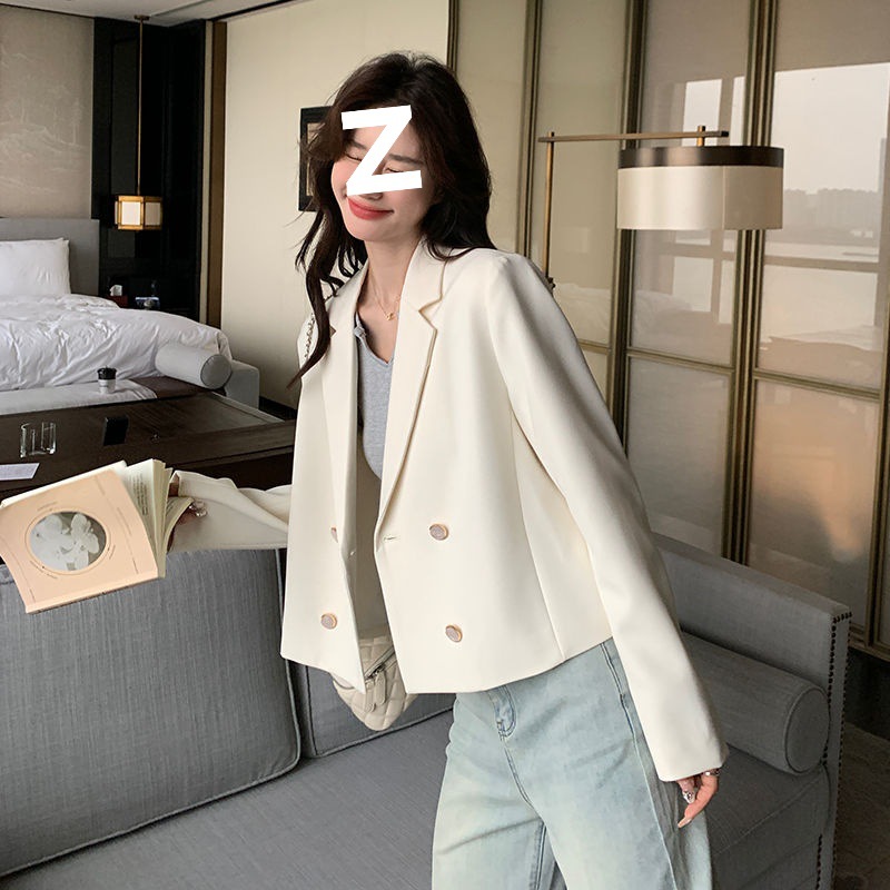 超好看休闲白色小西装外套女春秋2025年新款感炸街短款薄西服