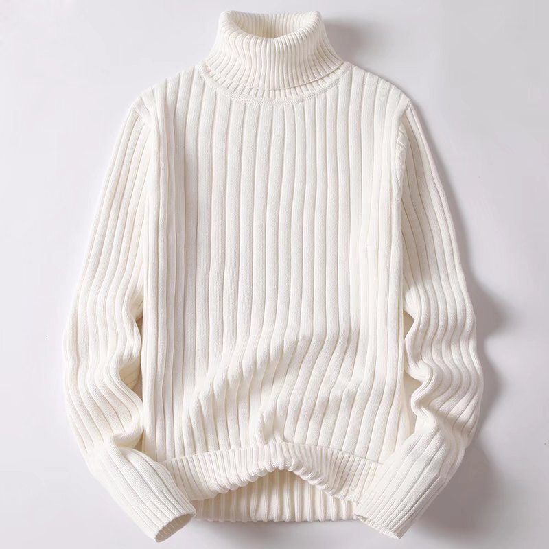 Men's white turtleneck sweater men's winter lazy style soft glutinous bottoming inner wear 2023 new knitted long-sleeved sweater