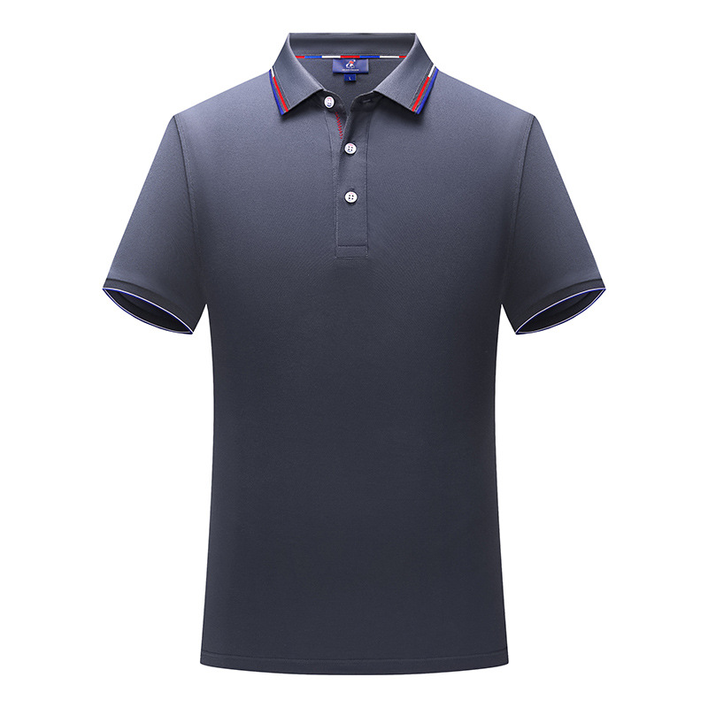 Antibacterial fresco sensación ligero transpirable absorción de humedad de alta color elástico solapa manga corta Polo camiseta de los hombres de negocios casual