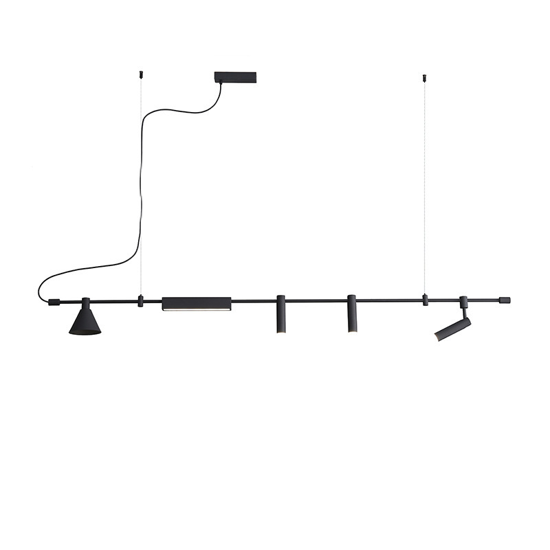Lámparas del restaurante Lámparas de diseño artístico minimalista Tienda creativa Recepción de la isla de ventanas industriales barra de sensación larga Negro