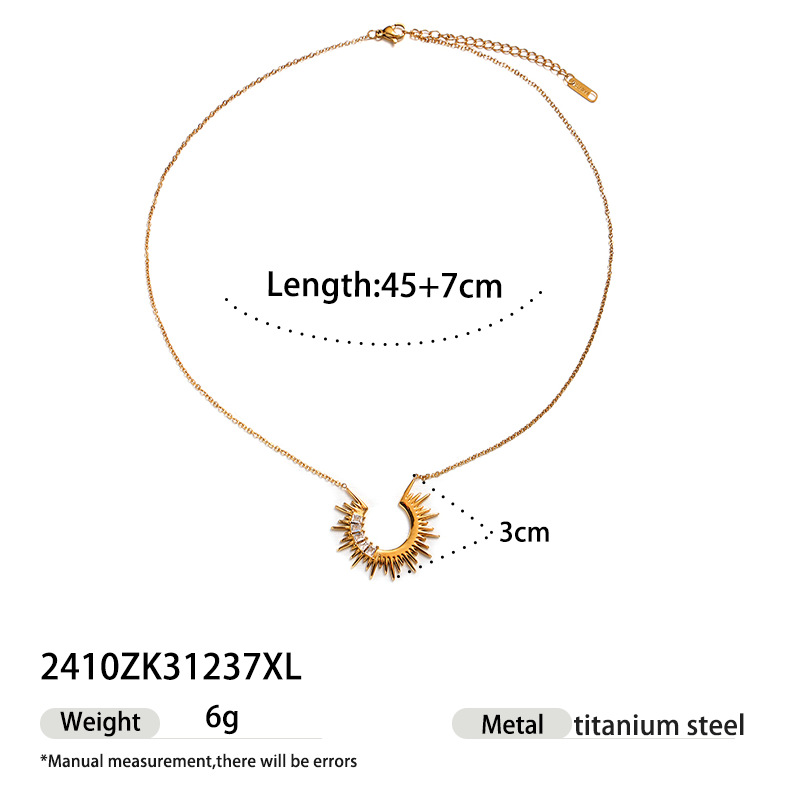 Collar de acero inoxidable TENA Europa y América lujo ligero nicho universal cruz colgante sol cadena delgada acero titanio no desvanecerse mujer