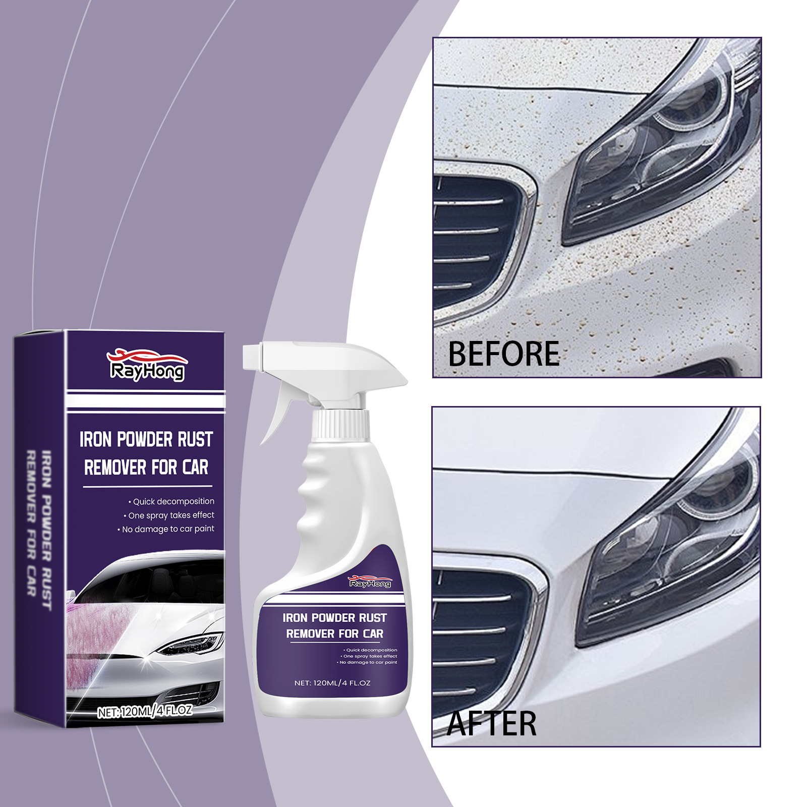 Rayhong Car Iron Powder Rust Remover Car Paint Decontamination Rust Polishing Cleaning Stain Renovation Maintenance