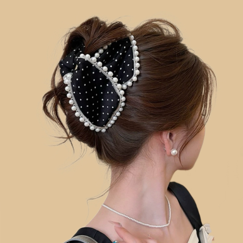 Черная заколка-крабик, 13см