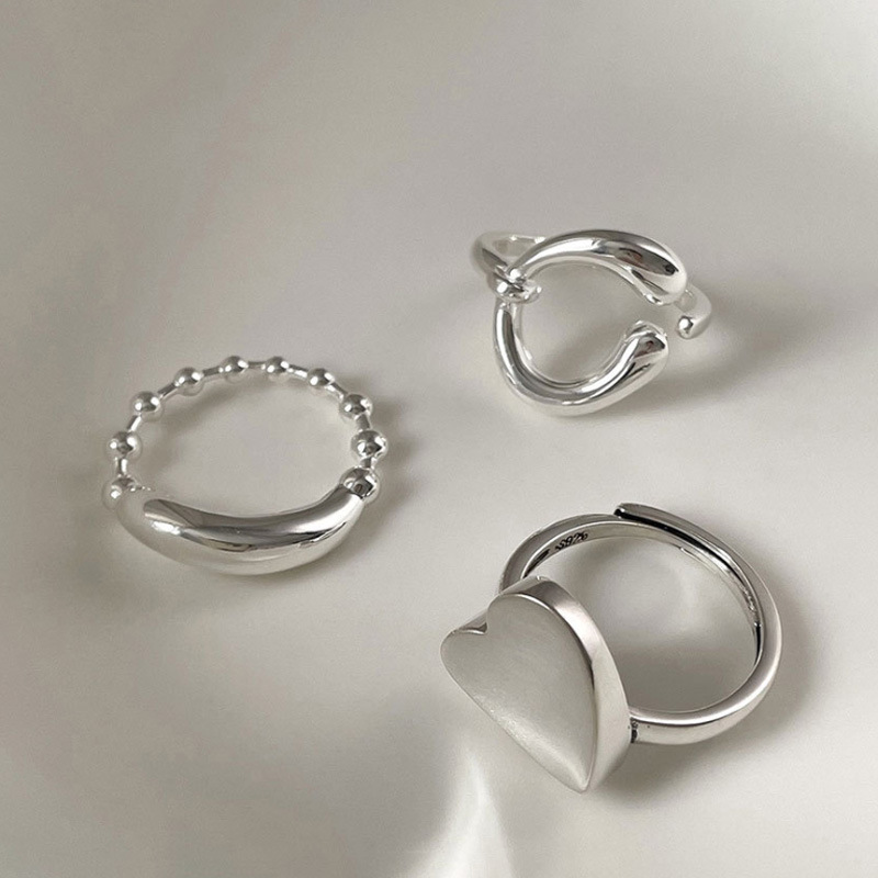 S sterling silver irregular design female niche love line curve, index finger ring, layered fashion ring_voghion.com