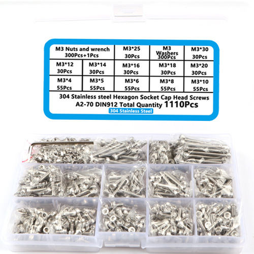 1110PCSM3 Series Stainless Steel 304 Cylindrical Head Hexagon Screw Trim Pad Nut Combination Set