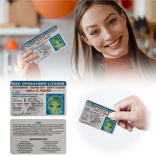 跨境Vermont Alien License Card Novelty ID外星人UFO执照卡片-阿里巴巴
