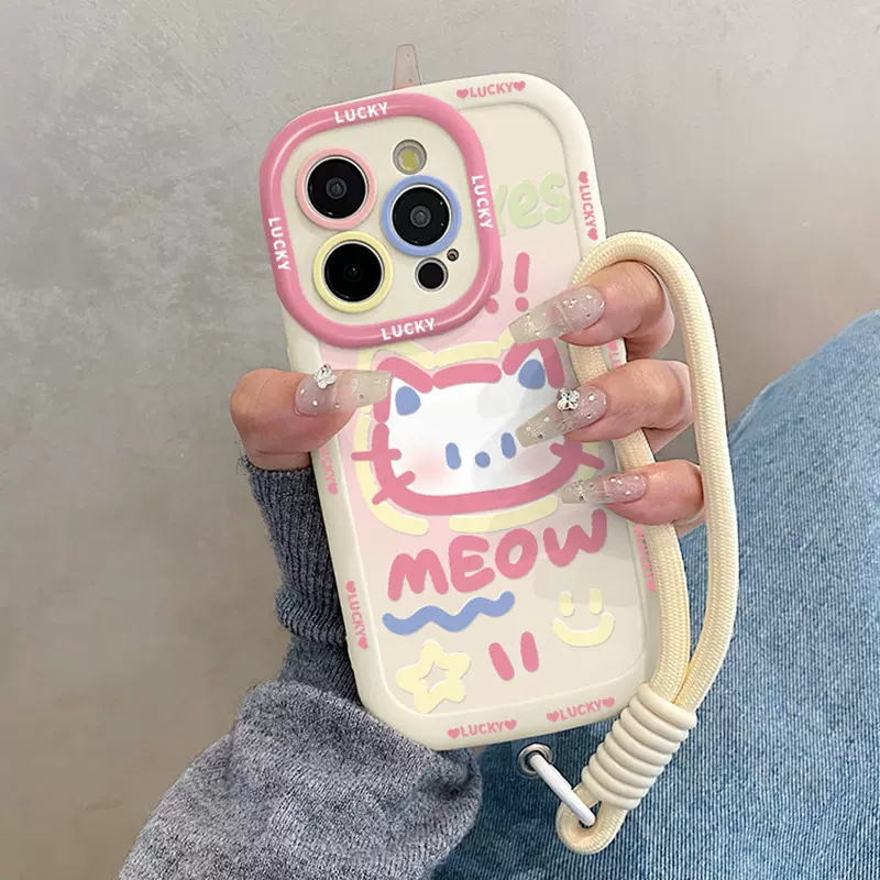 粉色猫咪适用iphone16promax手机壳苹果15新款14plus硅胶iphone13