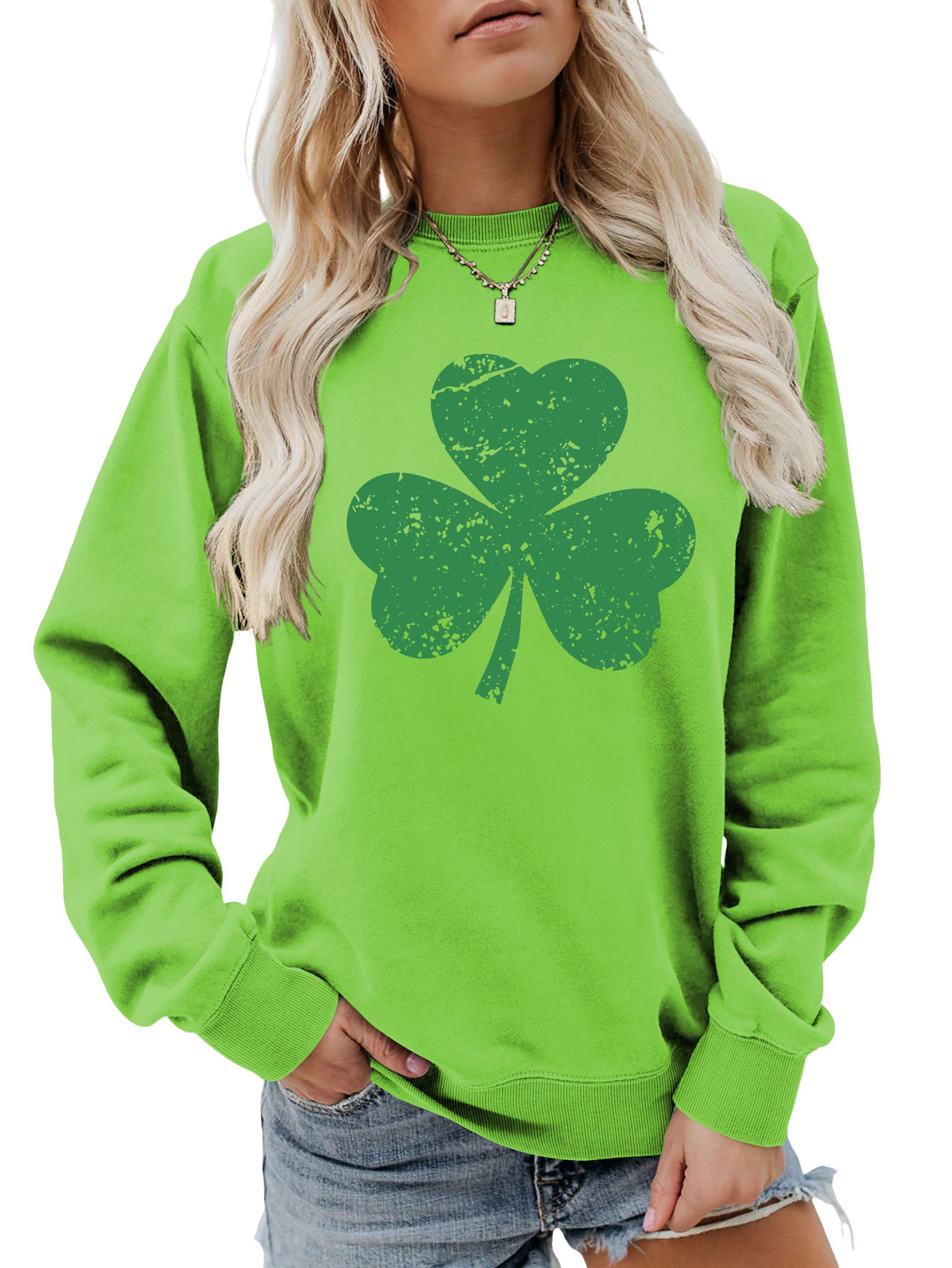 Women's Hoodies Long Sleeve Printing Preppy Style Streetwear Shamrock display picture 20